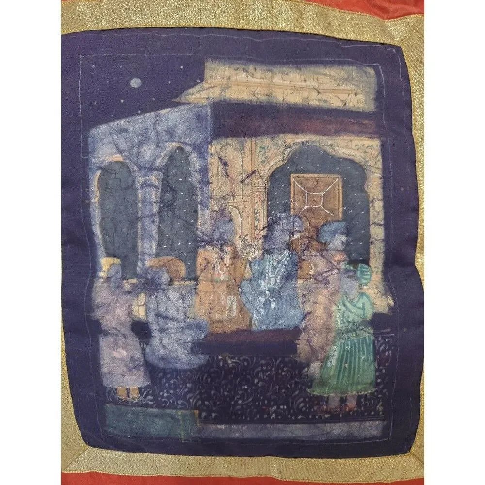Pier 1 Imports Hand painted Mughal Pillow with Tassels Original Tags